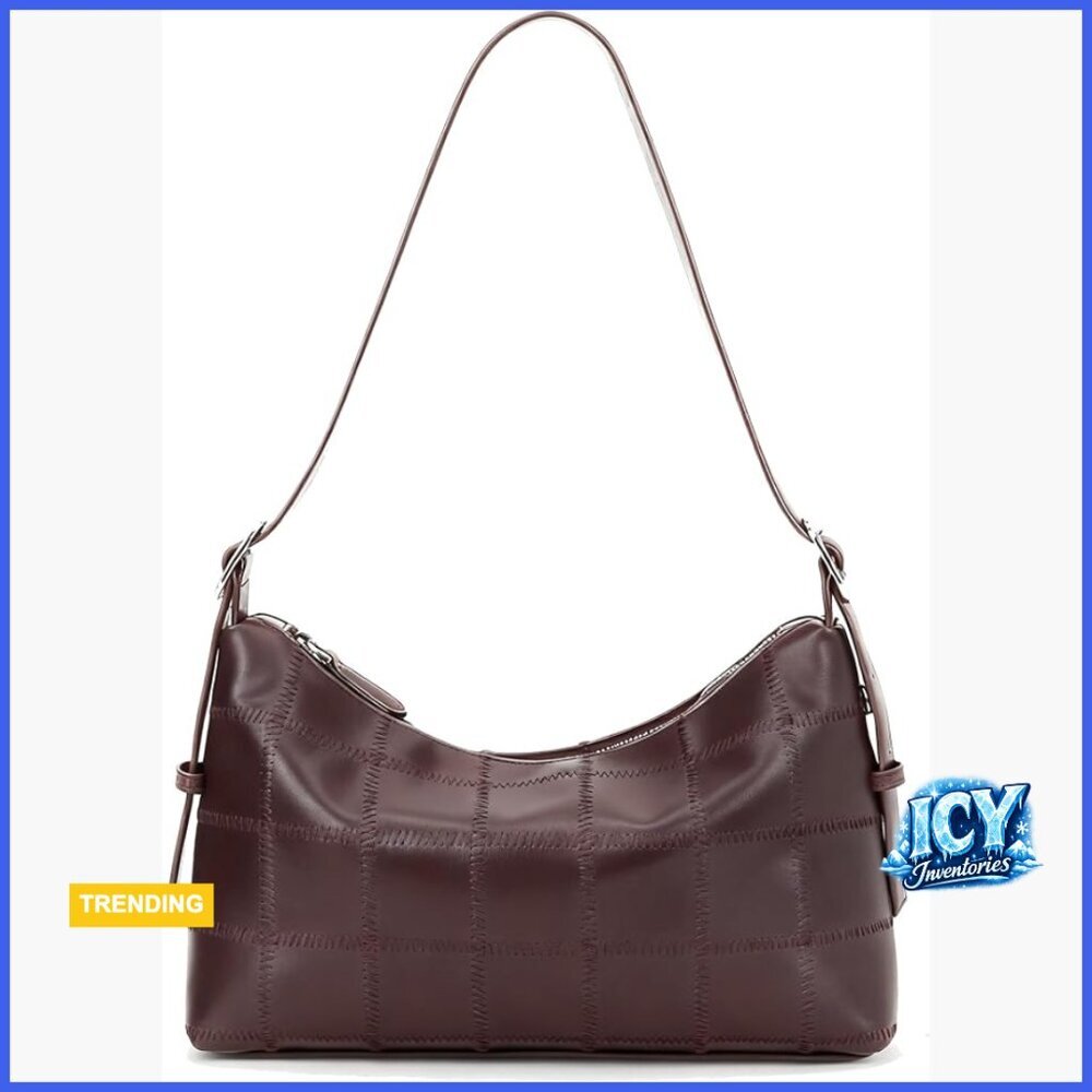 Checkered Shoulder Bag Vegan Leather Crossbody Tote Hobo Handbag